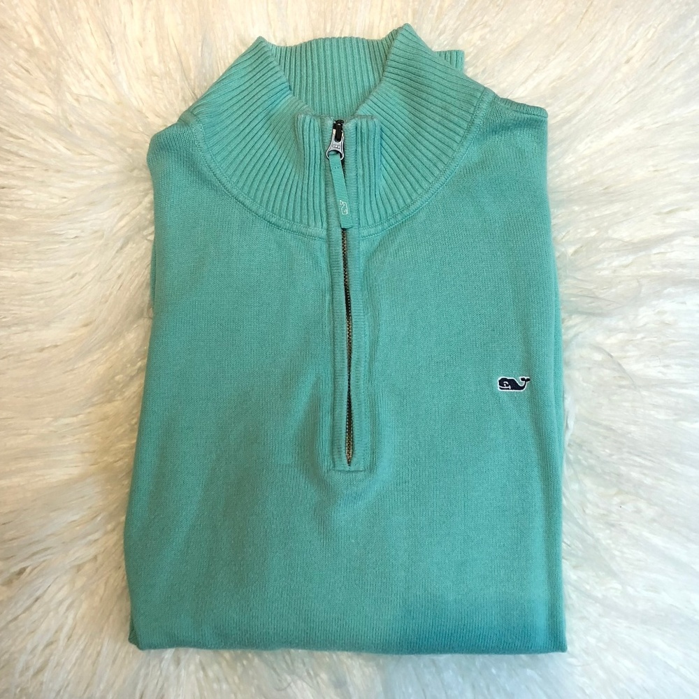 Vineyard Vines Aqua 1/4 Zip Sweater Size Medium